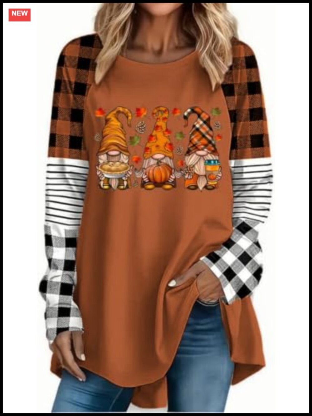 Womens Fall Pumpkin Graphic Raglan Long Sleeve Plaid Striped Halloween Top